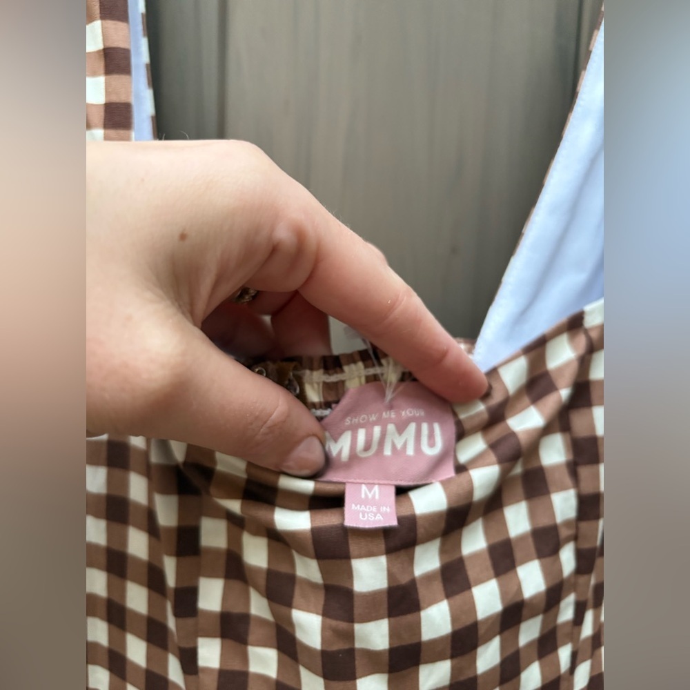 Show me your Mumu Mia Midi Dress Brown Gingham - Picture 8 of 11
